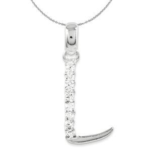 Sterling Silver and CZ, Lauren Collection, Initial L Necklace - 18 In